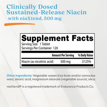Doctor's Best Sustained-Release Niacin with niaXtend, 500 mg, 120 Tablets