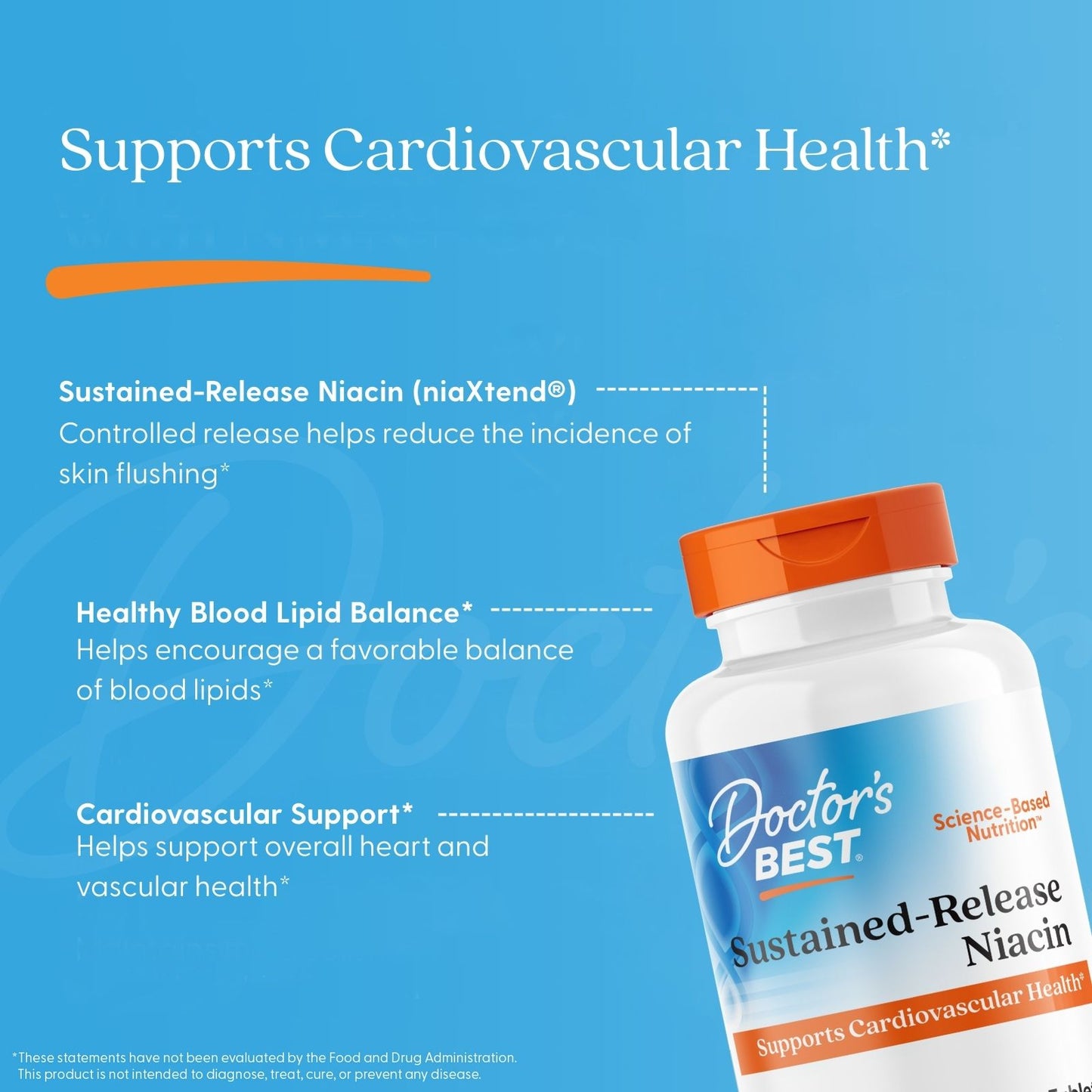 Doctor's Best Sustained-Release Niacin with niaXtend, 500 mg, 120 Tablets