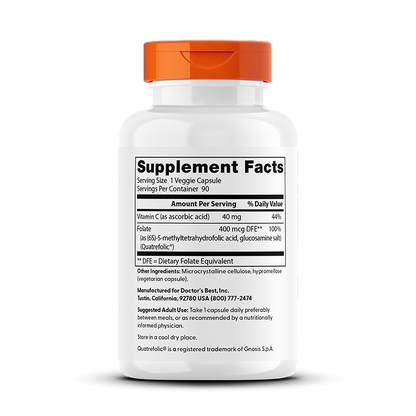 Doctor's Best Fully Active Folate 400 with Quatrefolic, 400 mcg, 90 Veggie Caps