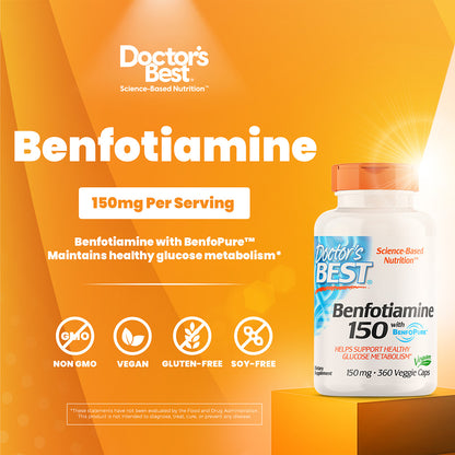 Doctor's Best Benfotiamine with BenfoPure, 150 mg, 360 Veggie Caps