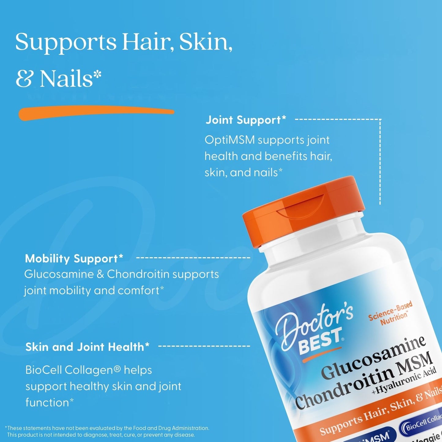 Doctor's Best Glucosamine Chondroitin MSM + Hyaluronic Acid, 150 Veggie Caps