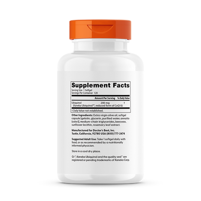 Doctor's Best Ubiquinol with Kaneka, 200 mg, 120 Softgels