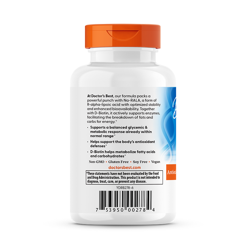 Doctor's Best Stabilized R-Lipoic Acid, 200 mg, 60 Veggie Caps