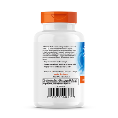 Doctor's Best Vegan DHA from Algae with Life's DHA, 200 mg, 60 Veggie Softgels