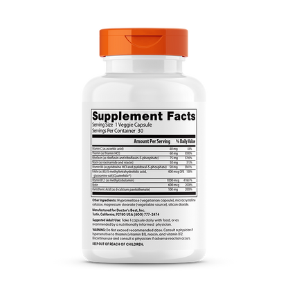 Doctor's Best Fully Active B Complex with Quatrefolic, 30 Veggie Caps