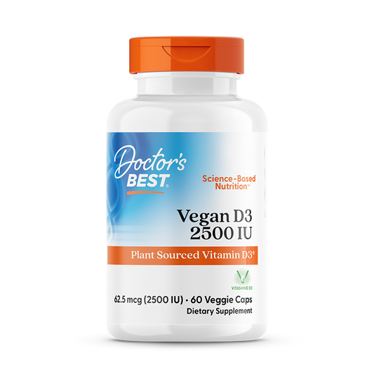 Doctor's Best Vegan D3 with Vitashine D3, 62.5 mcg (2500 IU), 60 Veggie Caps