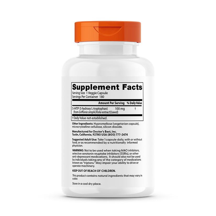 Doctor's Best 5-HTP, 100 mg, 180 Veggie Caps