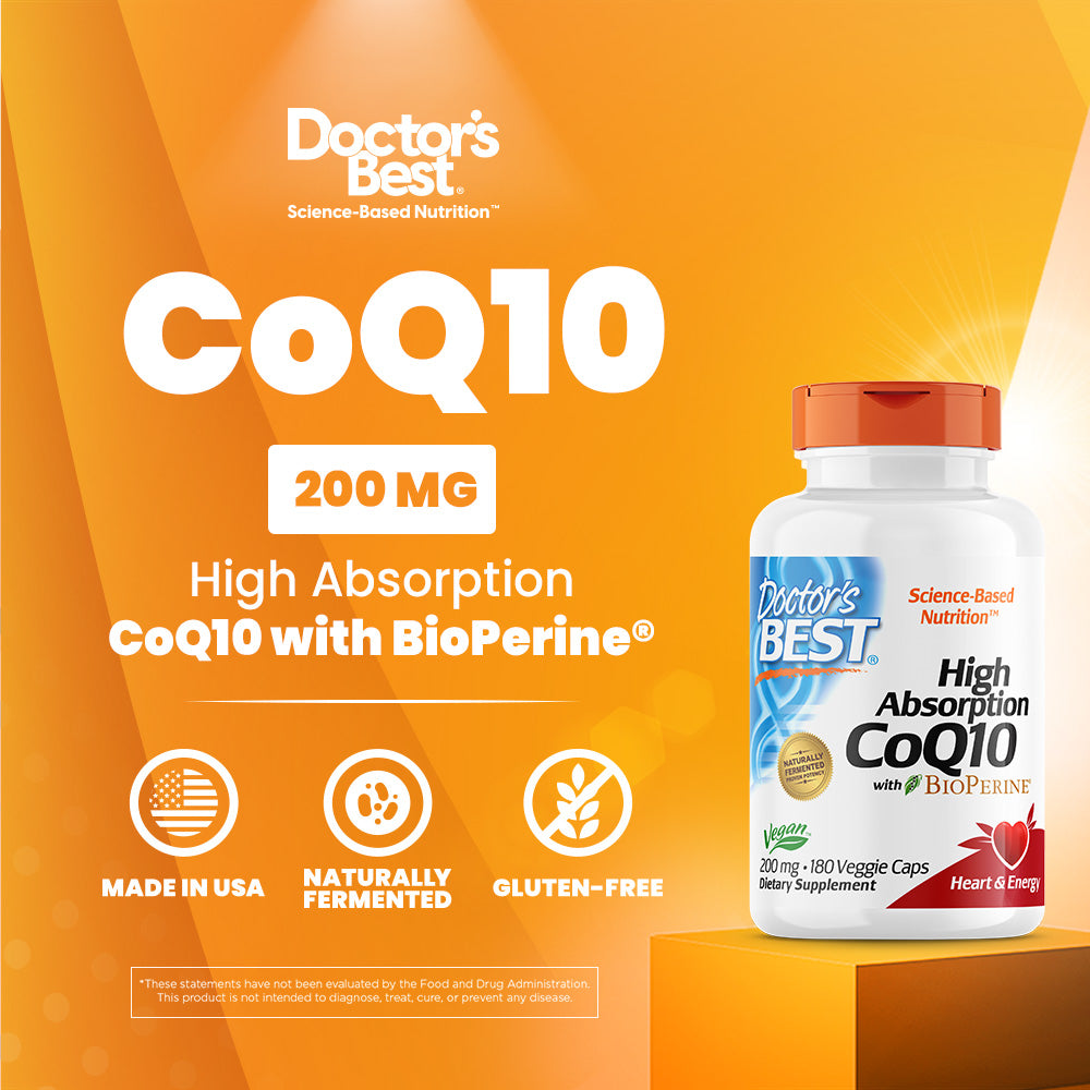Doctor's Best High Absorption CoQ10 with BioPerine, 200 mg, 180 Veggie Caps