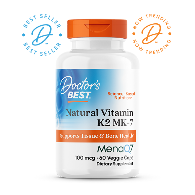 Doctor's Best Natural Vitamin K2 MK-7 with MenaQ7, 100 mcg, 60 Veggie Caps