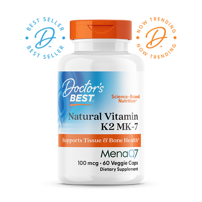Doctor's Best Natural Vitamin K2 MK-7 with MenaQ7, 100 mcg, 60 Veggie Caps