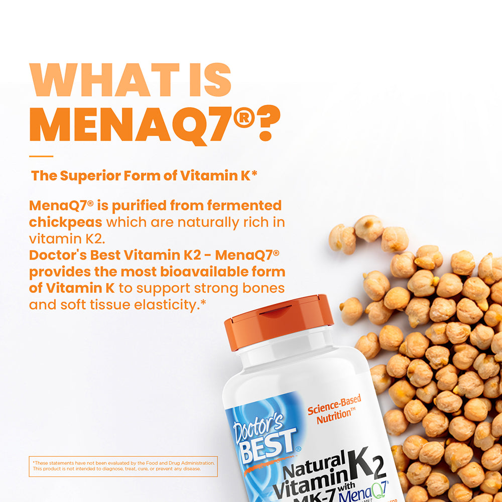 Doctor's Best Natural Vitamin K2 MK-7 with MenaQ7, 45 mcg, 180 Veggie Caps