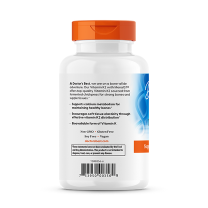 Doctor's Best Natural Vitamin K2 MK-7 with MenaQ7, 45 mcg, 180 Veggie Caps