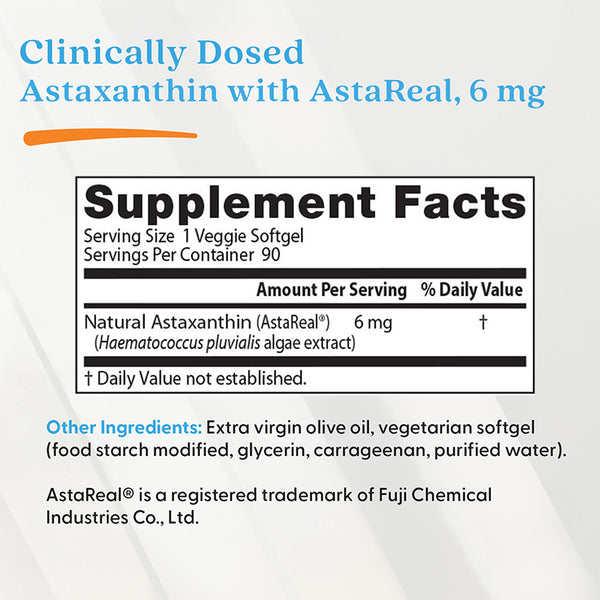 Doctor's Best Astaxanthin with AstaReal, 6 mg, 90 Veggie Softgels