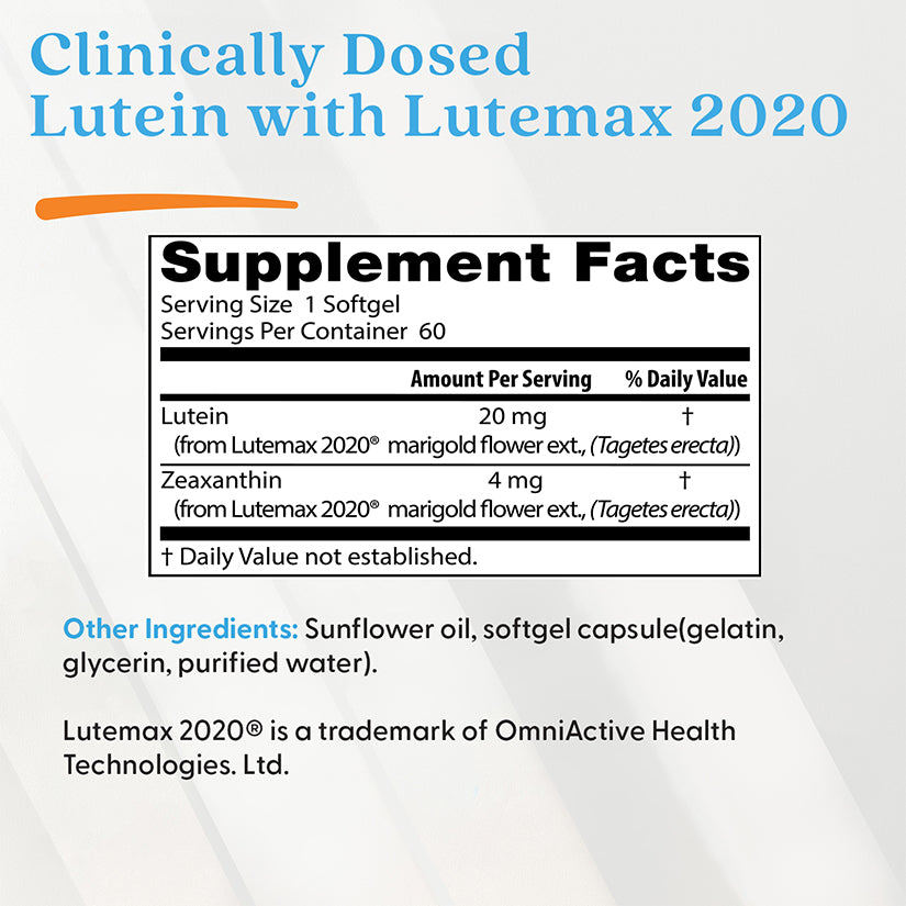 Doctor's Best Lutein with Lutemax 2020, 20 mg, 60 Softgels