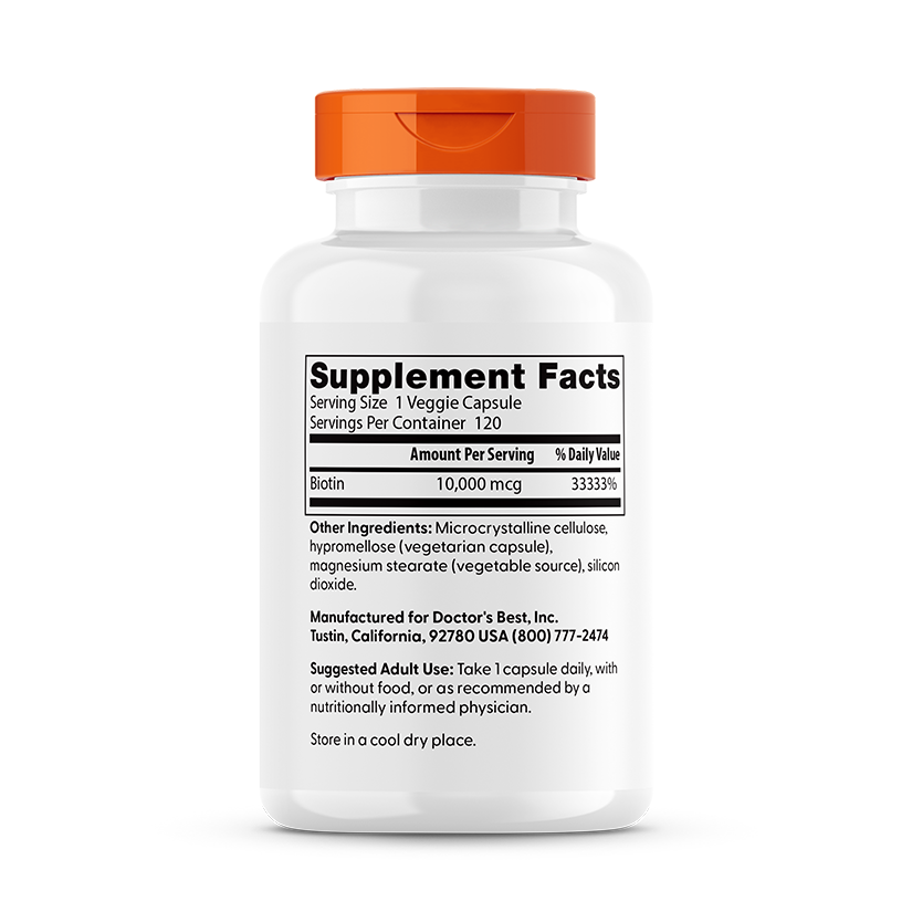 Doctor's Best Biotin, 10,000 mcg, 120 Veggie Caps