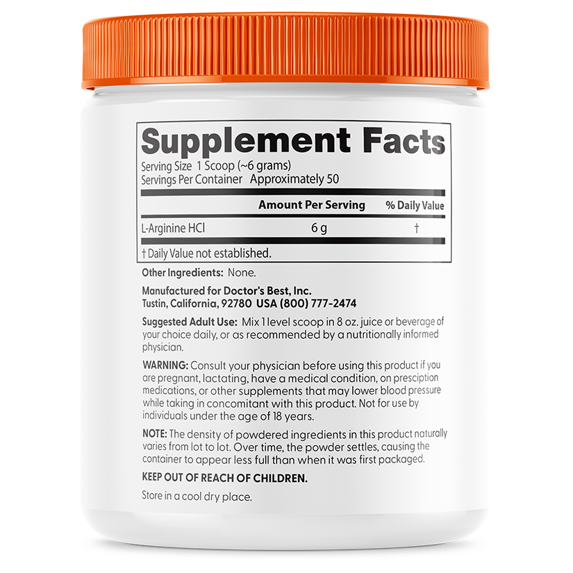 Doctor's Best Pure L-Arginine Powder, 10.6 oz (300 g)
