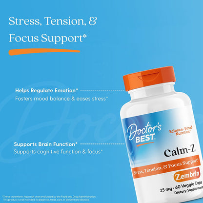 Doctor's Best Calm-Z with Zembrin, 25 mg, 60 Veggie Caps