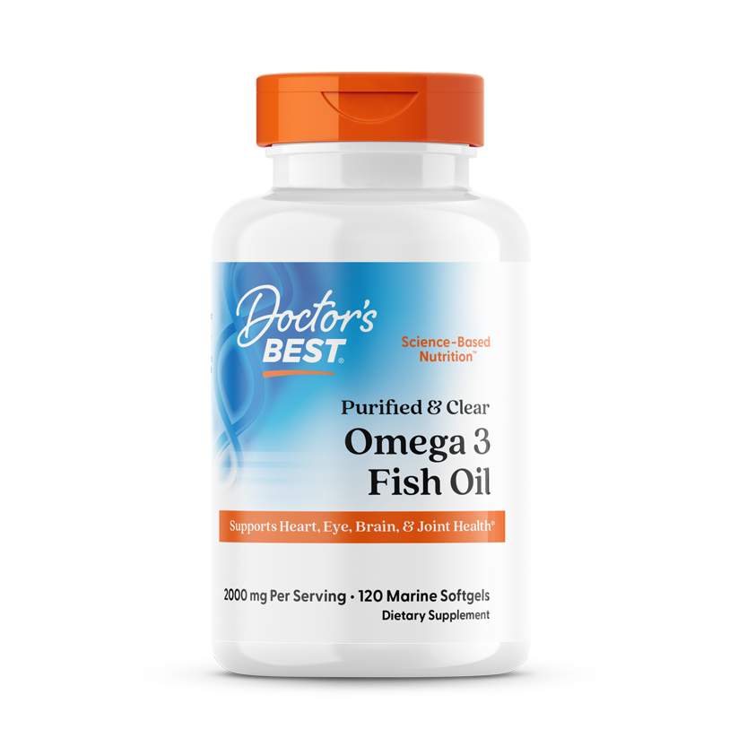 Doctor's Best Purified & Clear Omega 3 Fish Oil, 2000 mg Per Serving, 120 Marine Softgels