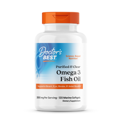 Doctor's Best Purified & Clear Omega 3 Fish Oil, 2000 mg Per Serving, 120 Marine Softgels