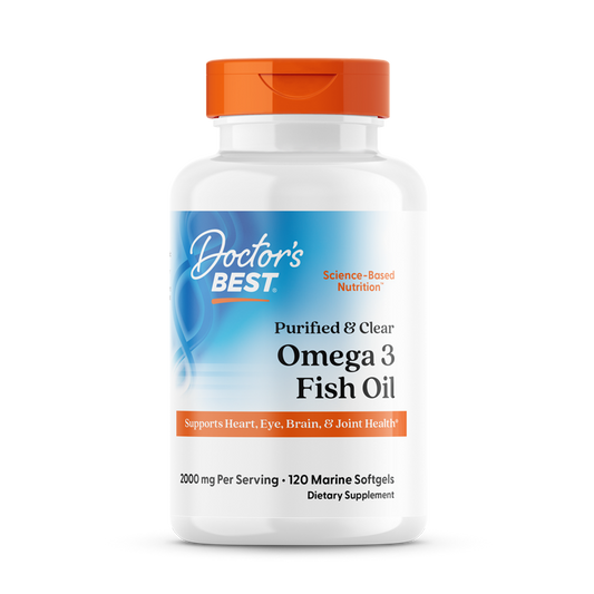 Doctor's Best Purified & Clear Omega 3 Fish Oil, 2000 mg Per Serving, 120 Marine Softgels