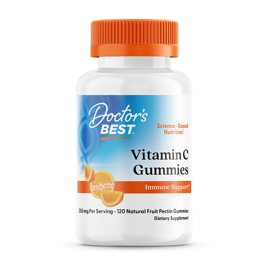 Doctor's Best Vitamin C Gummies, 250 mg Per Serving, Orange Bliss, 120 Natural Fruit Pectin Gummies