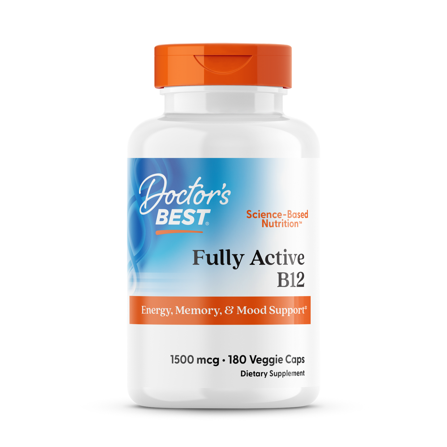 Doctor's Best Fully Active B12, 1,500 mcg, 180 Veggie Caps