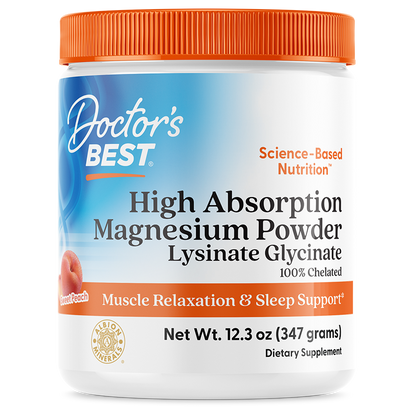 Doctor's Best High Absorption Magnesium Powder, Sweet Peach, 12.3 oz (347 g)