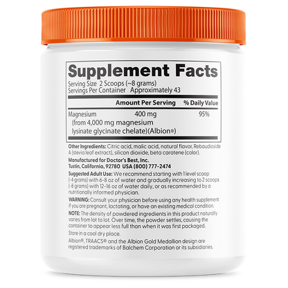 Doctor's Best High Absorption Magnesium Powder, Sweet Peach, 12.3 oz (347 g)