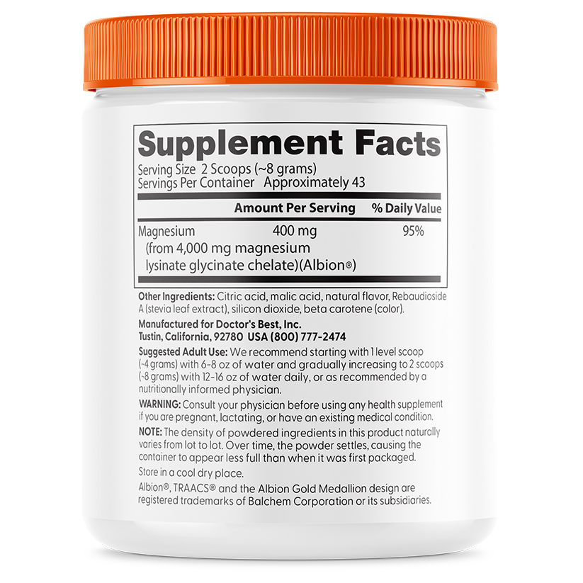 Doctor's Best High Absorption Magnesium Powder, Sweet Peach, 12.3 oz (347 g)