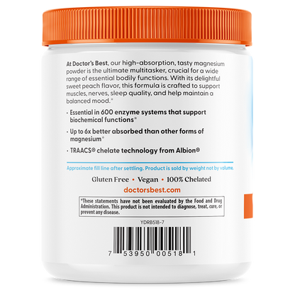 Doctor's Best High Absorption Magnesium Powder, Sweet Peach, 12.3 oz (347 g)