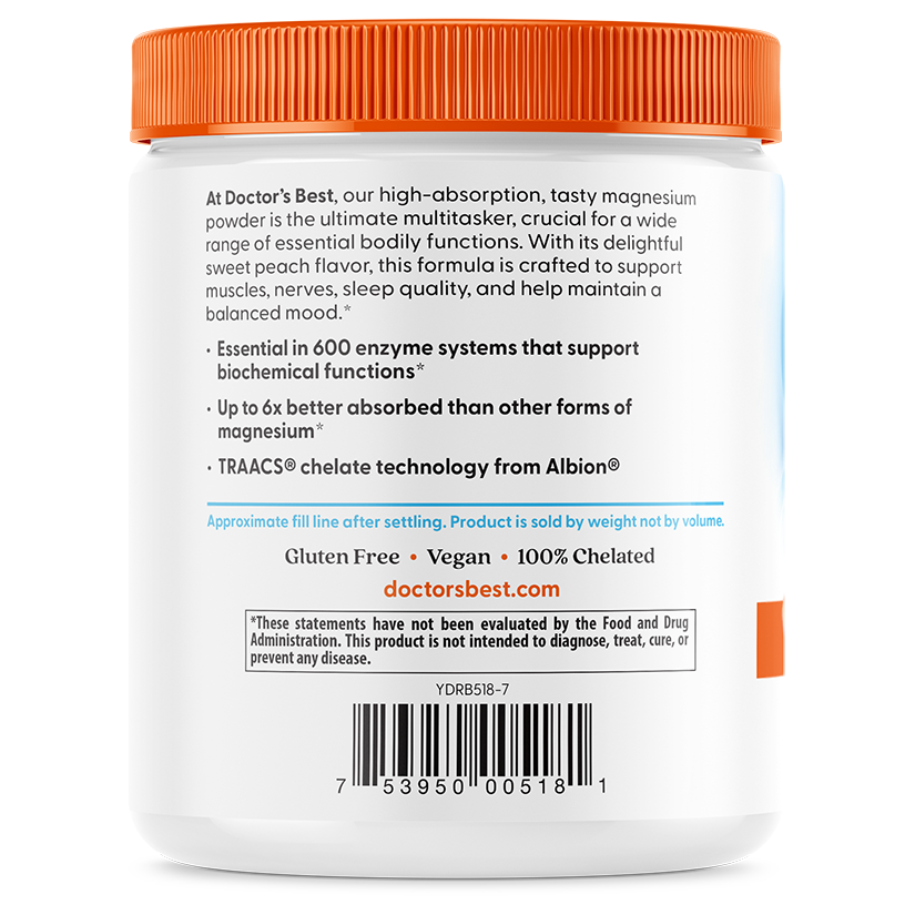 Doctor's Best High Absorption Magnesium Powder, Sweet Peach, 12.3 oz (347 g)