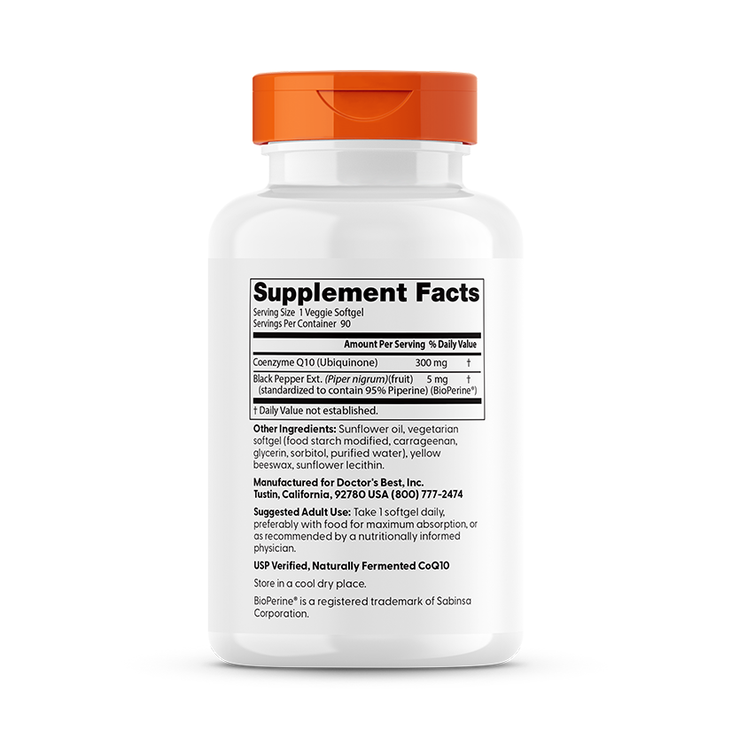 Doctor's Best High Absorption CoQ10 with BioPerine, 300 mg, 90 Veggie Softgels