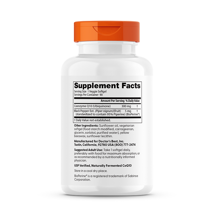 Doctor's Best High Absorption CoQ10 with BioPerine, 300 mg, 90 Veggie Softgels