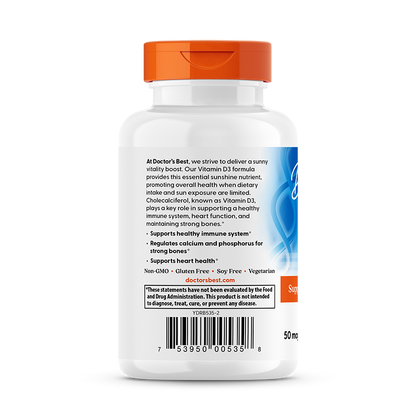 Doctor's Best Vitamin D3, 50 mcg (2,000 IU), 180 Veggie Softgels