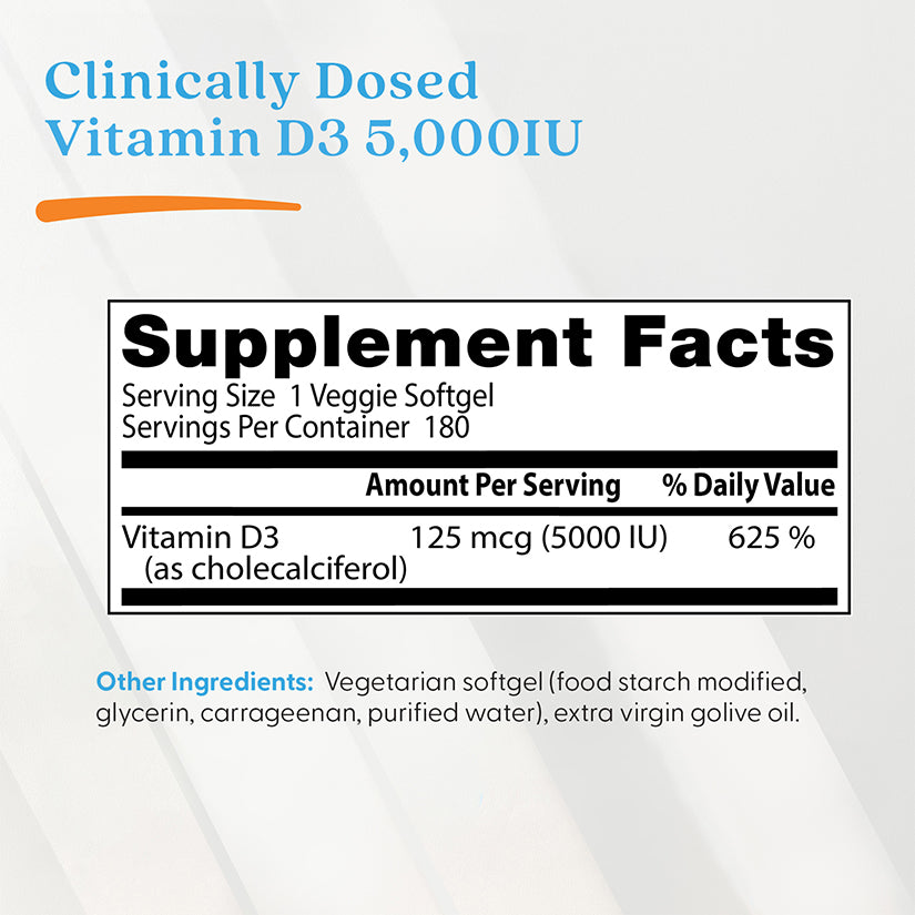 Doctor's Best Vitamin D3, 125 mcg (5,000 IU), 180 Veggie Softgels