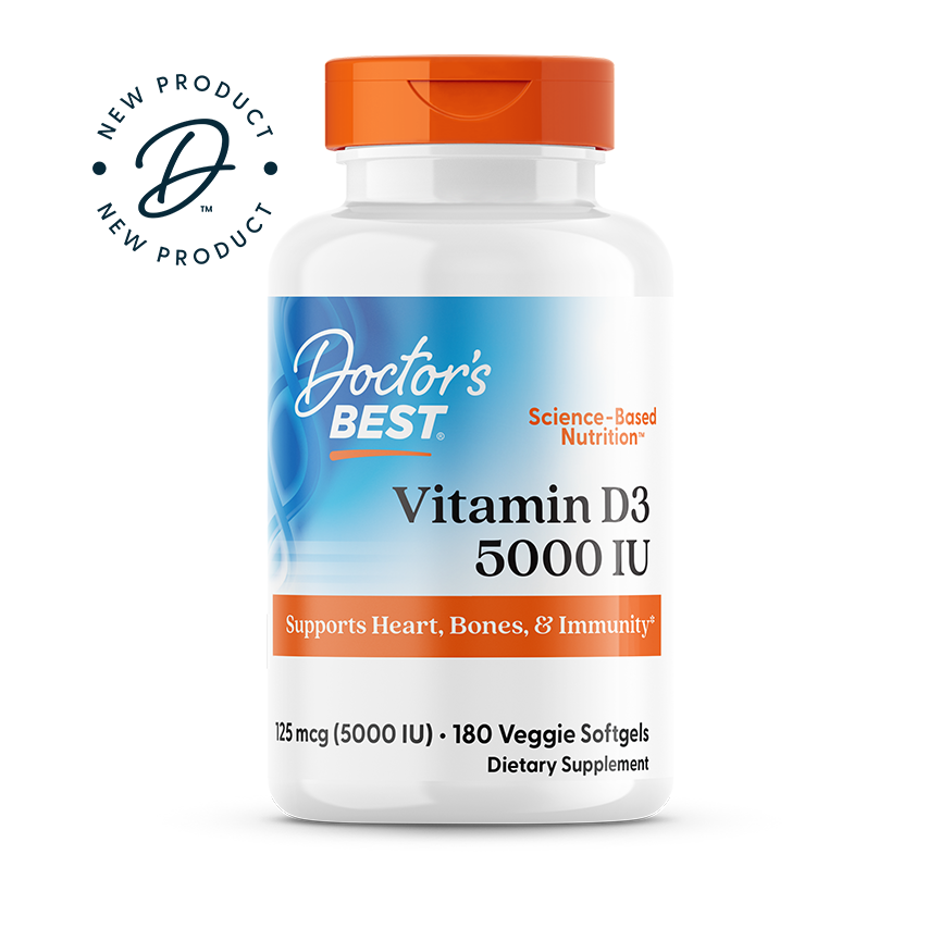 Doctor's Best Vitamin D3, 125 mcg (5,000 IU), 180 Veggie Softgels