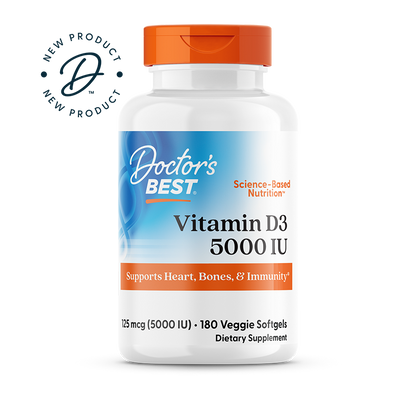 Doctor's Best Vitamin D3, 125 mcg (5,000 IU), 180 Veggie Softgels