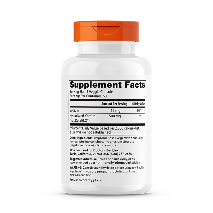 Doctor's Best Hydrolyzed Keratin, 500 mg, 60 Veggie Caps