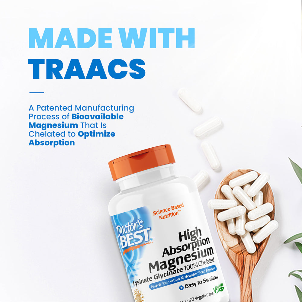 Doctor's Best High Absorption Magnesium, Lysinate Glycinate 100 Chela