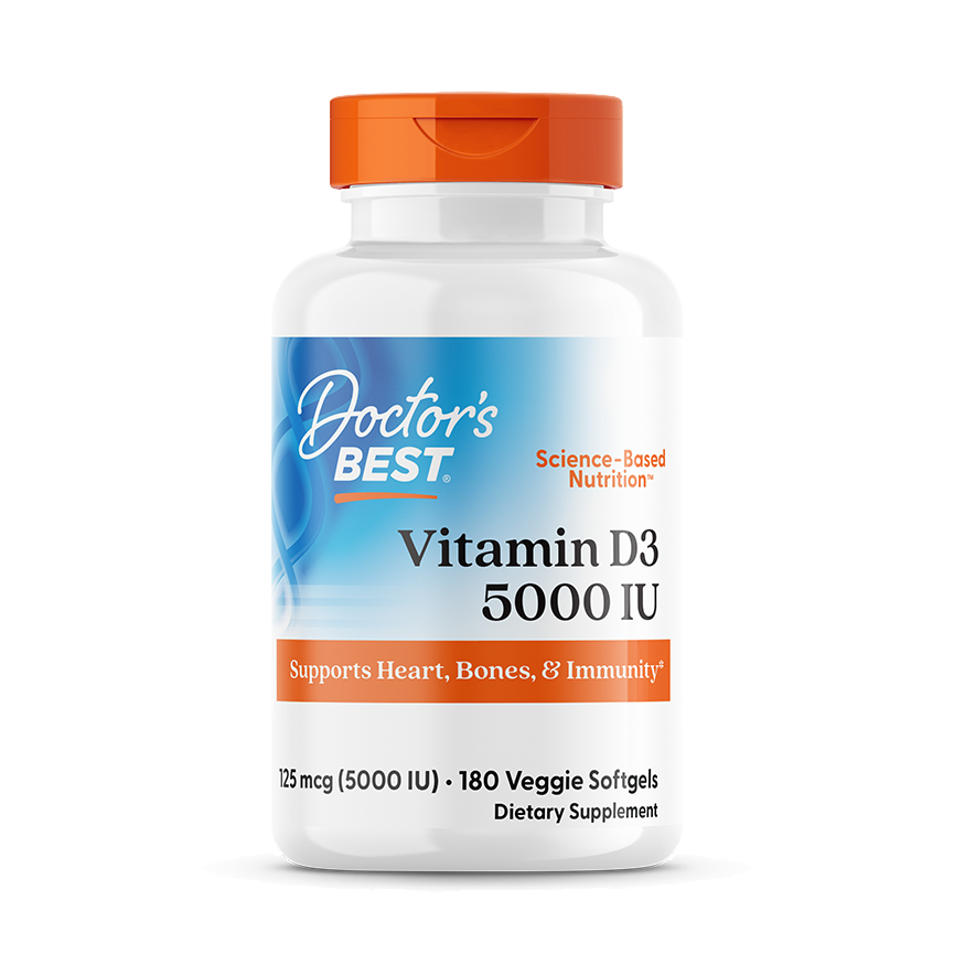 Doctor's Best Vitamin D3, 125 mcg (5,000 IU), 180 Veggie Softgels