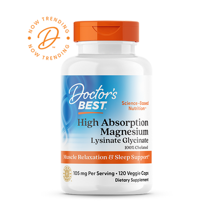 Doctor's Best High Absorption Magnesium, Lysinate Glycinate 100% Chelated, 52.5 mg, 120 Veggie Caps
