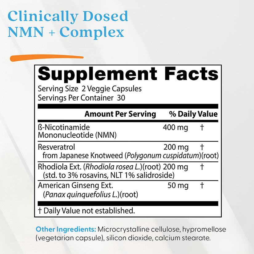 Doctor's Best NMN+, 200 mg, 60 Veggie Capsules
