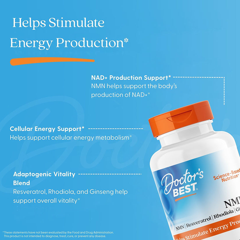 Doctor's Best NMN+, 200 mg, 60 Veggie Capsules