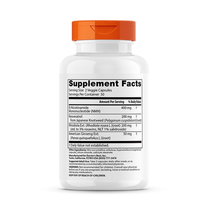 Doctor's Best NMN+, 200 mg, 60 Veggie Capsules