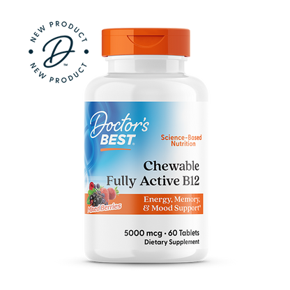 Doctor's Best Chewable Fully Active B12, Mixed Berries, 5,000 mcg, 60 Tablets