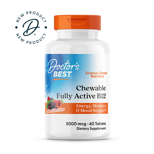 Doctor's Best Chewable Fully Active B12, Mixed Berries, 5,000 mcg, 60 Tablets