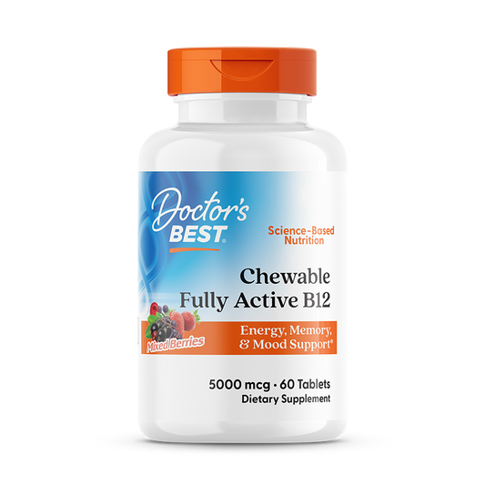 Doctor's Best Chewable Fully Active B12, Mixed Berries , 5,000 mcg, 60 Tablets