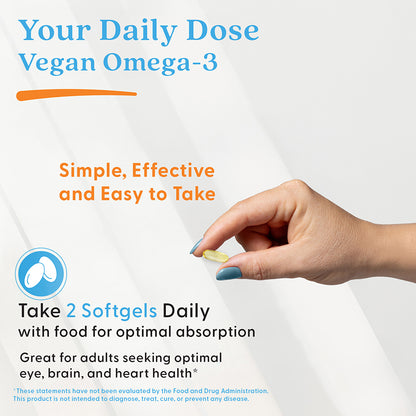 Doctor's Best Vegan Omega-3, 2,000 mg, 6 Veggie Softgels (1,000 mg per Softgel)
