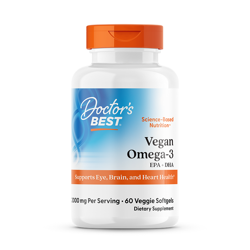 Doctor's Best Vegan Omega-3, 2,000 mg, 6 Veggie Softgels (1,000 mg per Softgel)