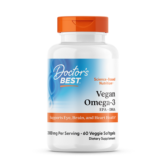 Doctor's Best Vegan Omega-3, 2,000 mg, 6 Veggie Softgels (1,000 mg per Softgel)
